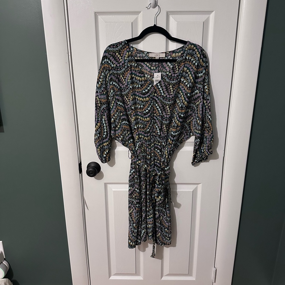 Nwt LOFT Floral Patterned Dress with Tie Waist new with tags